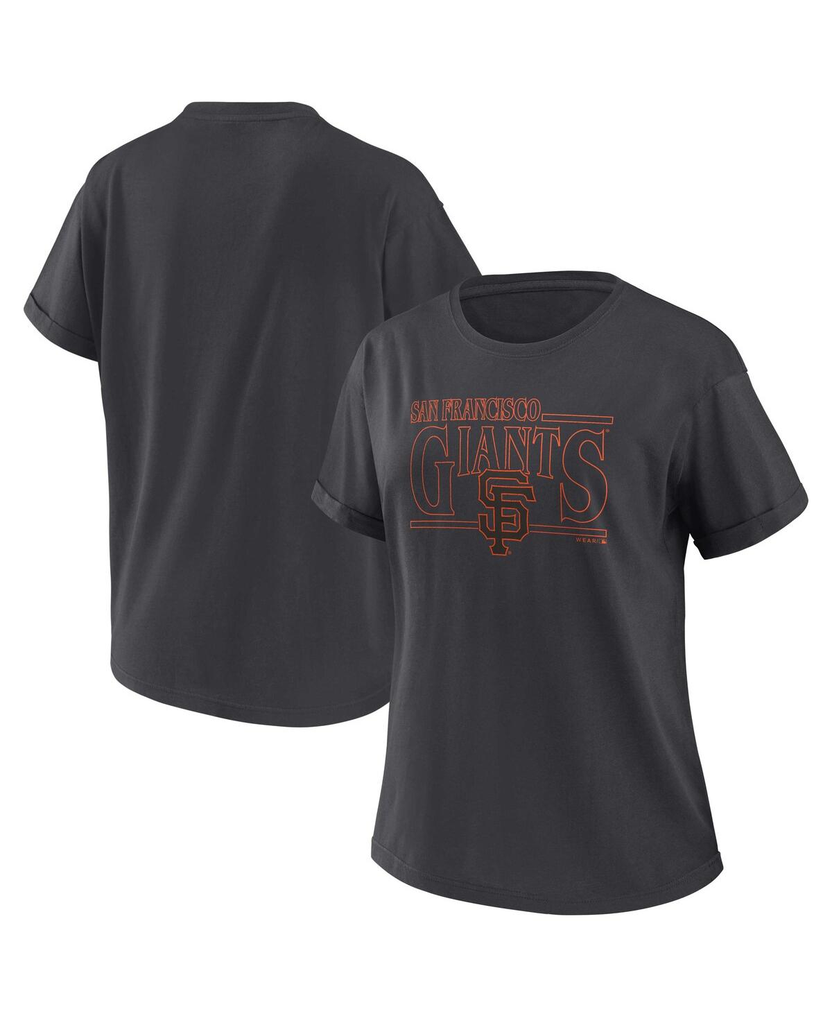 Shop Wear By Erin Andrews Women's  Charcoal San Francisco Giants Oversized Boyfriend T-shirt