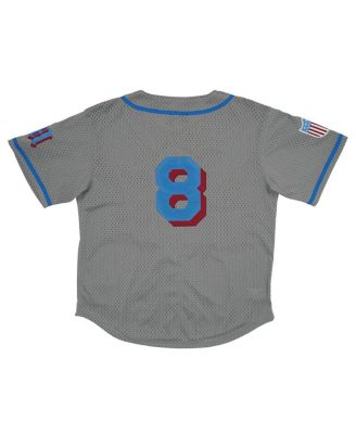 Men's #8 Gray Miami Giants Mesh Button-Down Replica Jersey