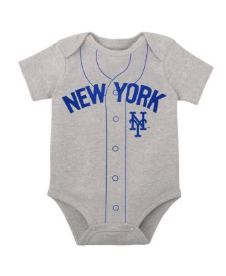 Infant Boys and Girls White, Heather Gray New York Mets Two-Pack Little Slugger Bodysuit Set