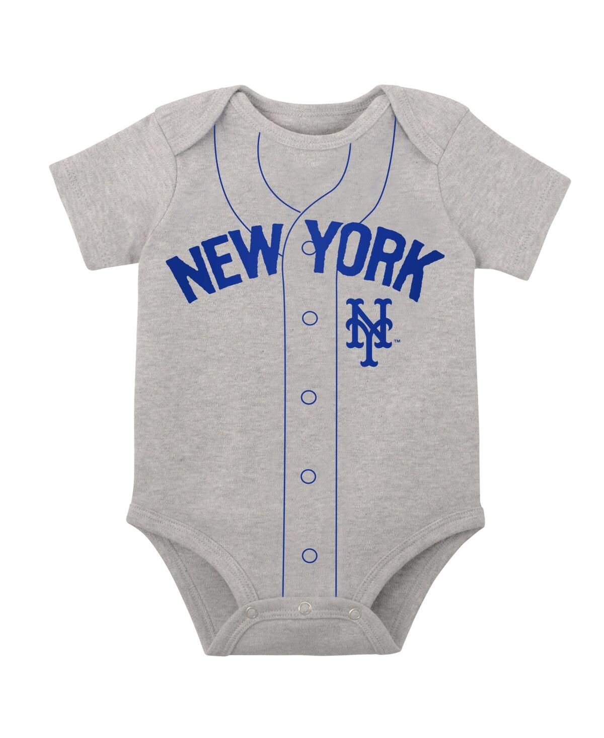 Shop Outerstuff Infant Boys And Girls White, Heather Gray New York Mets Two-pack Little Slugger Bodysuit Set In White,heather Gray