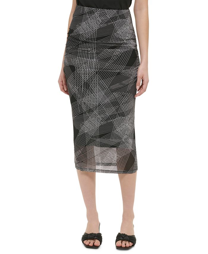 Calvin Klein Printed Shirred Midi Pencil Skirt Macy s