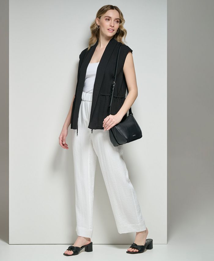 Calvin Klein Open Front Cap Sleeve Jacket and Wide Leg Pull-On Pants ...