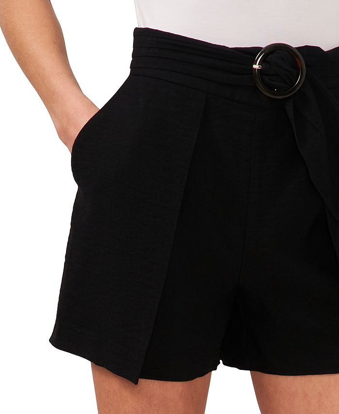 CeCe Women's High-Rise O-Ring-Belted Pleated Shorts - Macy's