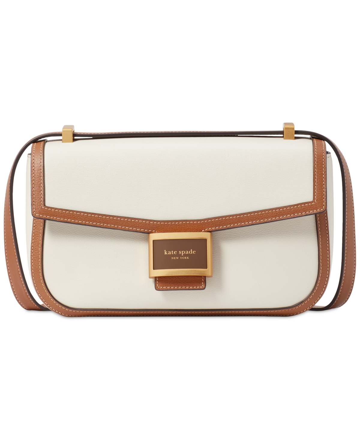 Shop Kate Spade Katy Small Colorblocked Textured Leather Convertible Shoulder Bag In Halo White