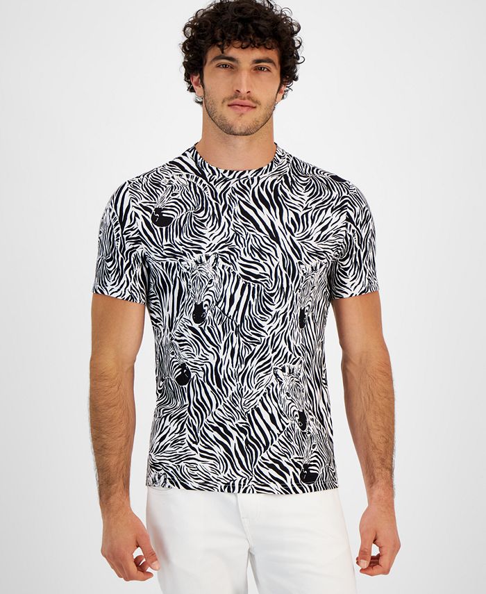 I.N.C. International Concepts Men's Zion Zebra-Print Cotton T-Shirt ...