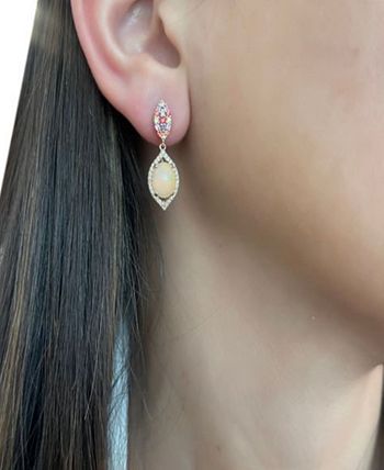 Le Vian - Opal (1-5/8 ct. t.w.), Multi-Sapphire (1/2 ct. t.w.) and Diamond (1/4 ct. t.w.) Drop Earrings in 14k Rose Gold