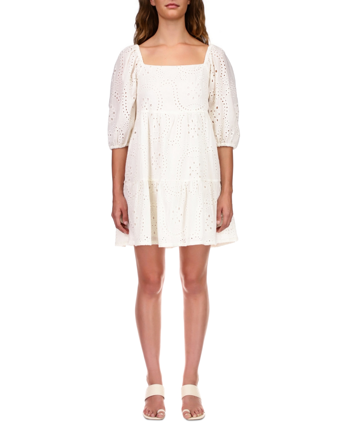Sanctuary Eyelet Babydoll Minidress In White | ModeSens
