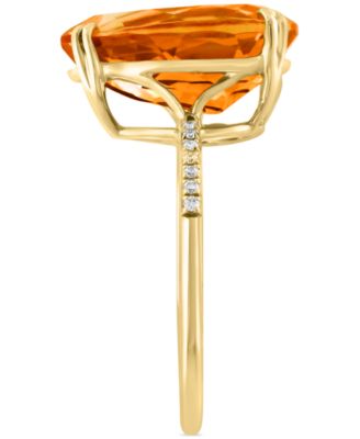 EFFY&reg; Citrine (5-1/6 ct. t.w.) & White Sapphire (1/6 ct. t.w.) Statement Ring in 14k Gold-Plated Sterling Silver