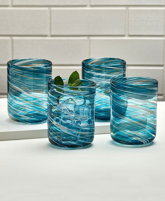 Mikasa Color Swirl 15 Ounce Double Old Fashion Drinking Glass 4Piece