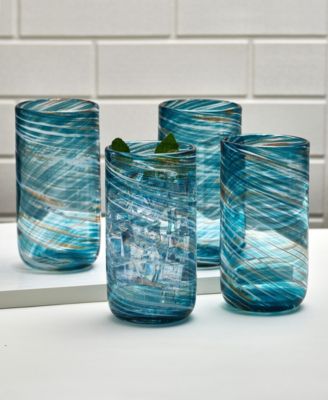 Color Swirl Highball Glasses, Set of 4