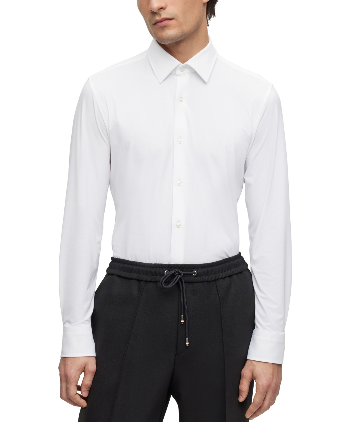 Hugo Boss Boss By  Men's Micro-dobby Performance-stretch Slim-fit Dress Shirt In White