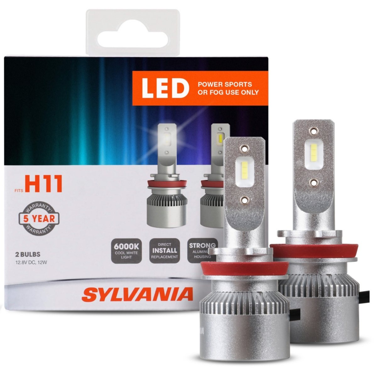 Sylvania H11 Led Powersport Headlight Bulbs for Off-Road Use or Fog Lights - 2 Pack