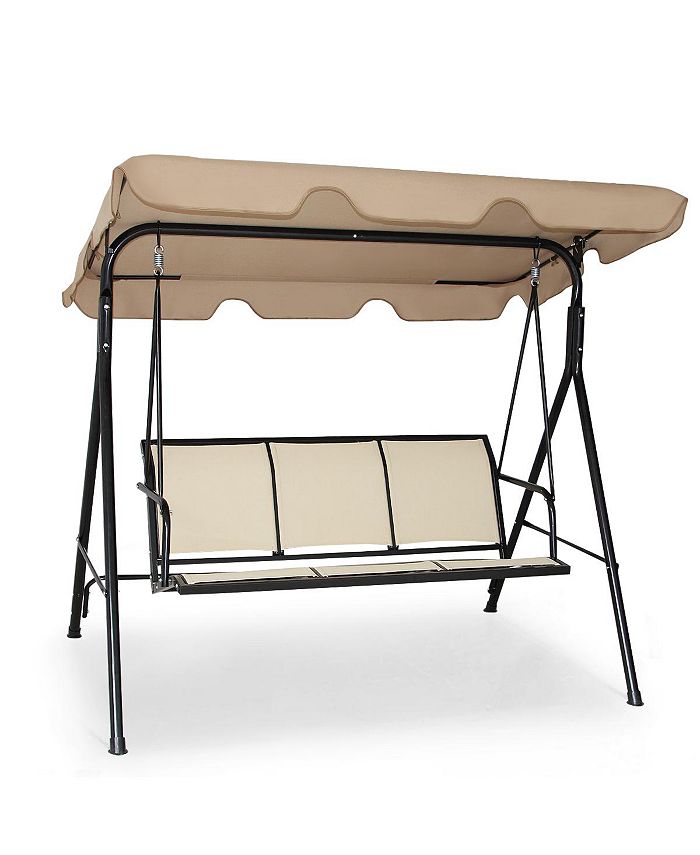 Costway Outdoor Patio Swing Canopy 3 Person Canopy Swing Chair Patio