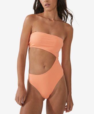 COTTON ON - Women's Strapless Cutout Brazilian One-Piece Swimsuit