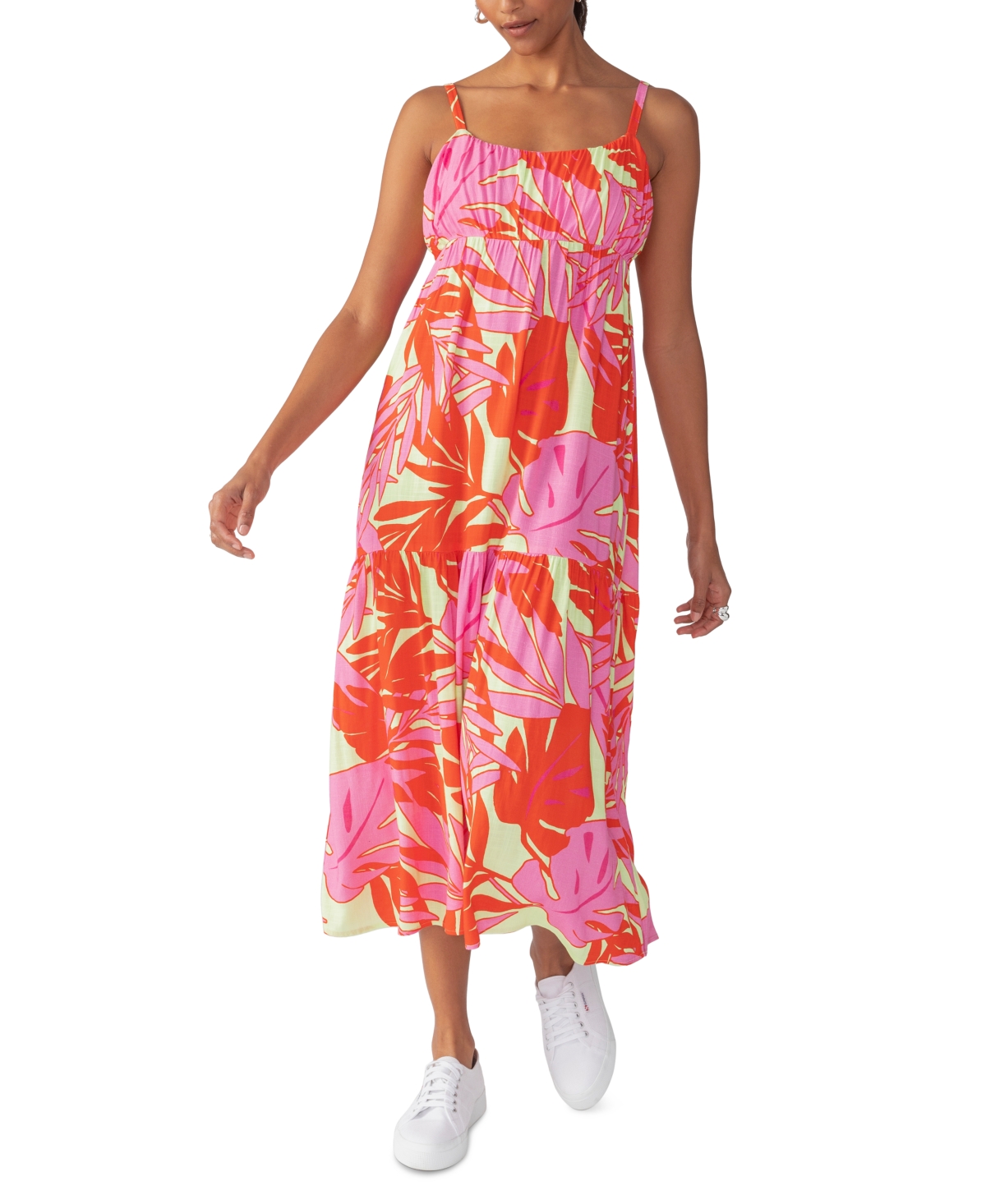 Sanctuary Floral Drop Seam Maxi Dress In Paradise Pop