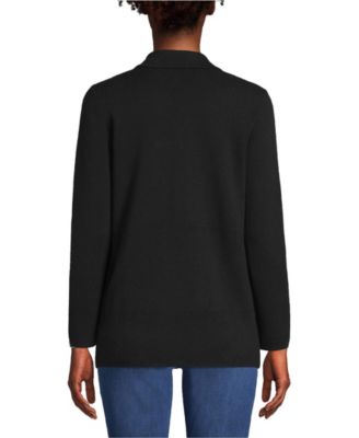 Women's Fine Gauge Cotton Button Front Blazer Sweater