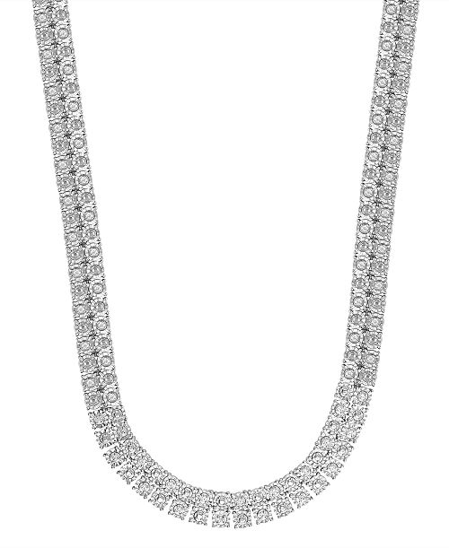 alfani Macy's Diamond 24" Double Row Necklace (1 ct. t.w.) in Sterling Silver Jewelry & Watches