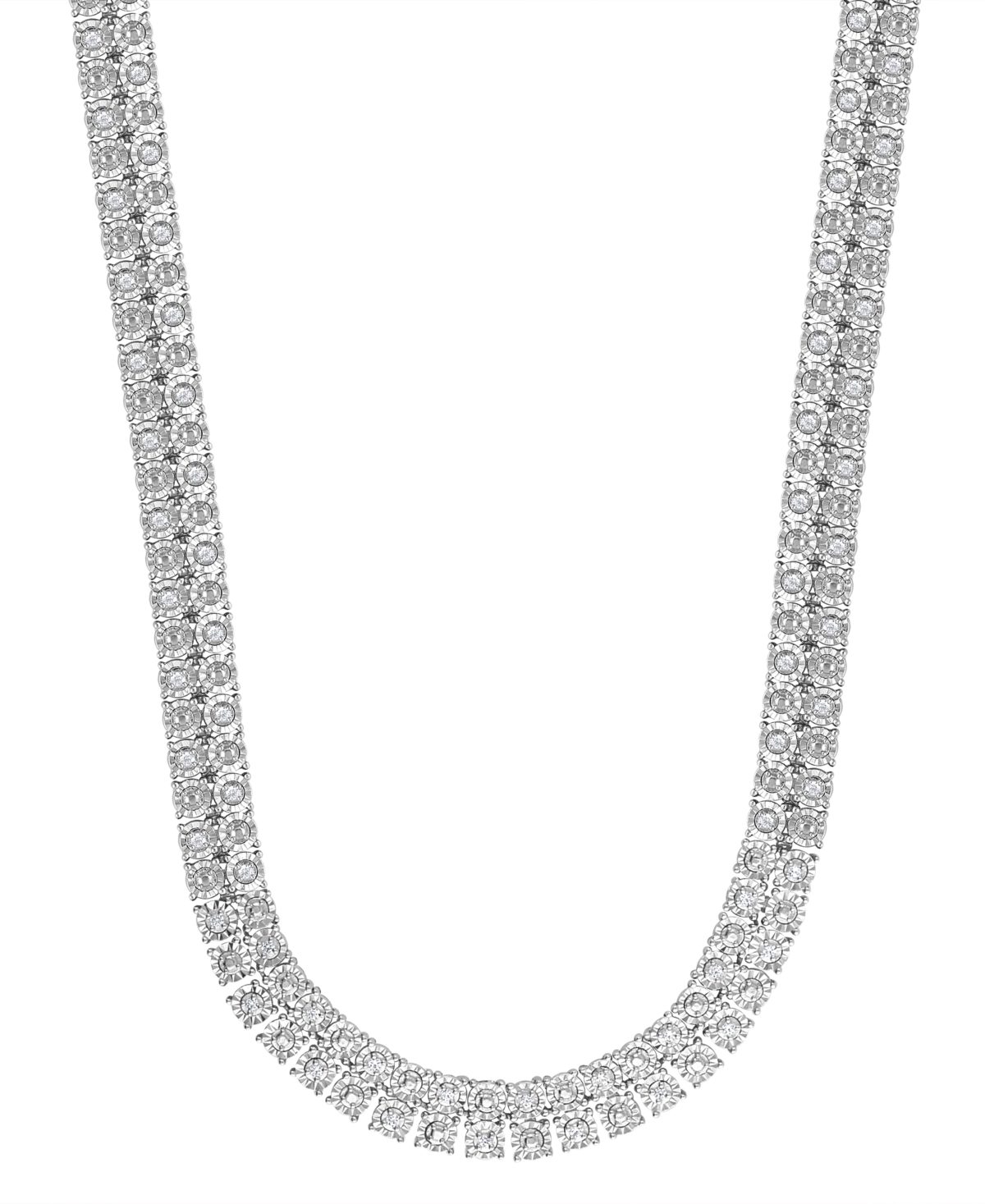 Shop Macy's Diamond 20" Double Row Necklace (1 Ct. T.w.) In Sterling Silver