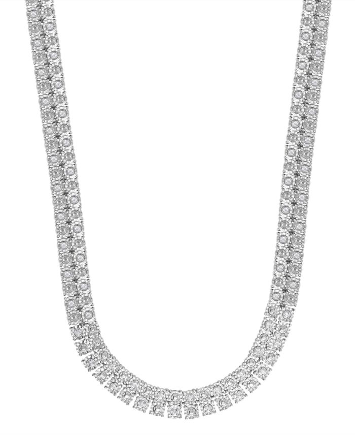 Diamond Double Row Necklace (1 ct. t.w.) in Sterling Silver or 14k