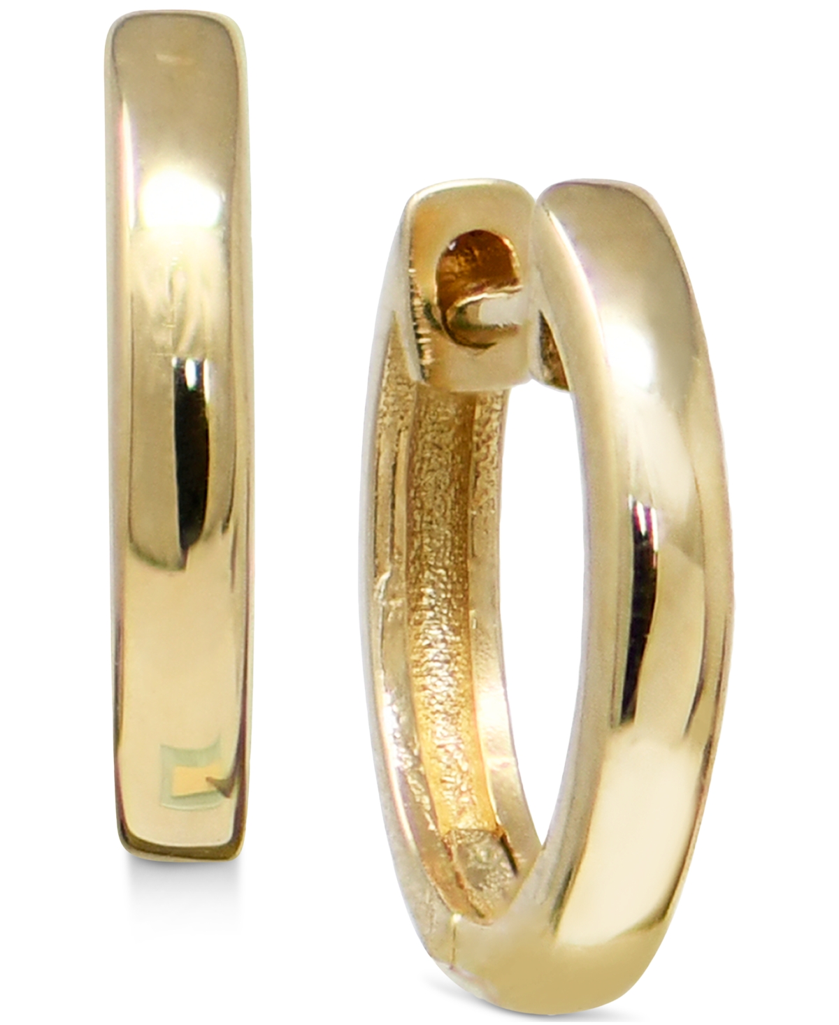Polished Gold Huggie Small Hoop Earrings in 14k Gold, 0.5" - Gold