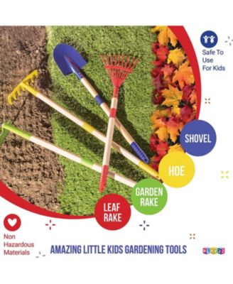 Garden Tool Set Toy 4-Piece -  Shovel, Rake, Hoe, Leaf Rake
