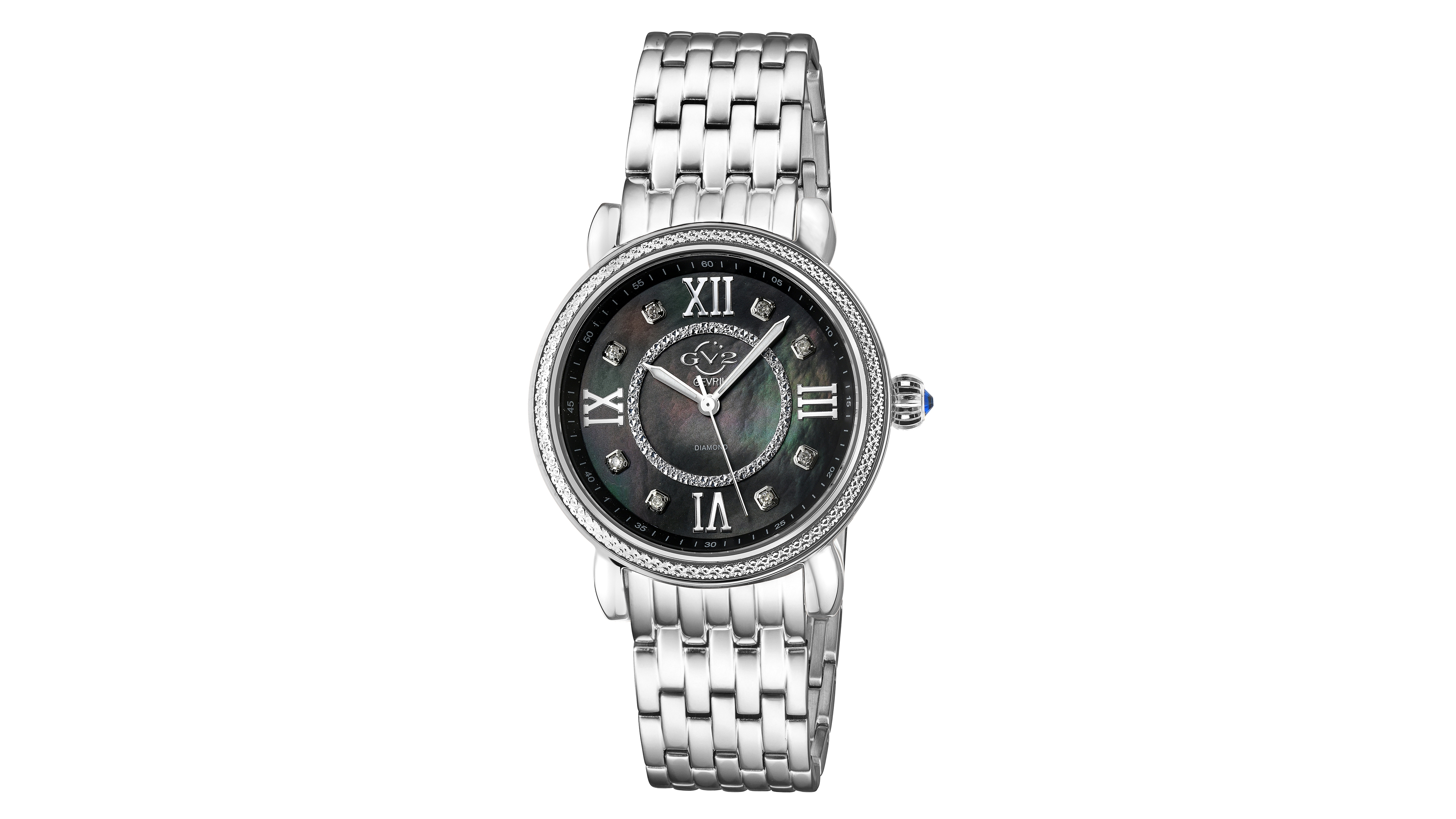 GV2 by Gevril Women's Marsala Swiss Quartz Silver-Tone Stainless Steel Watch 37mm