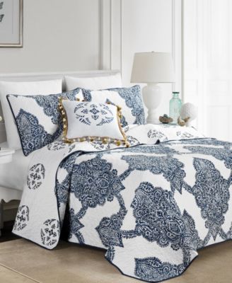 Elise James Home Batik Damask Reversible Quilt Set Collection