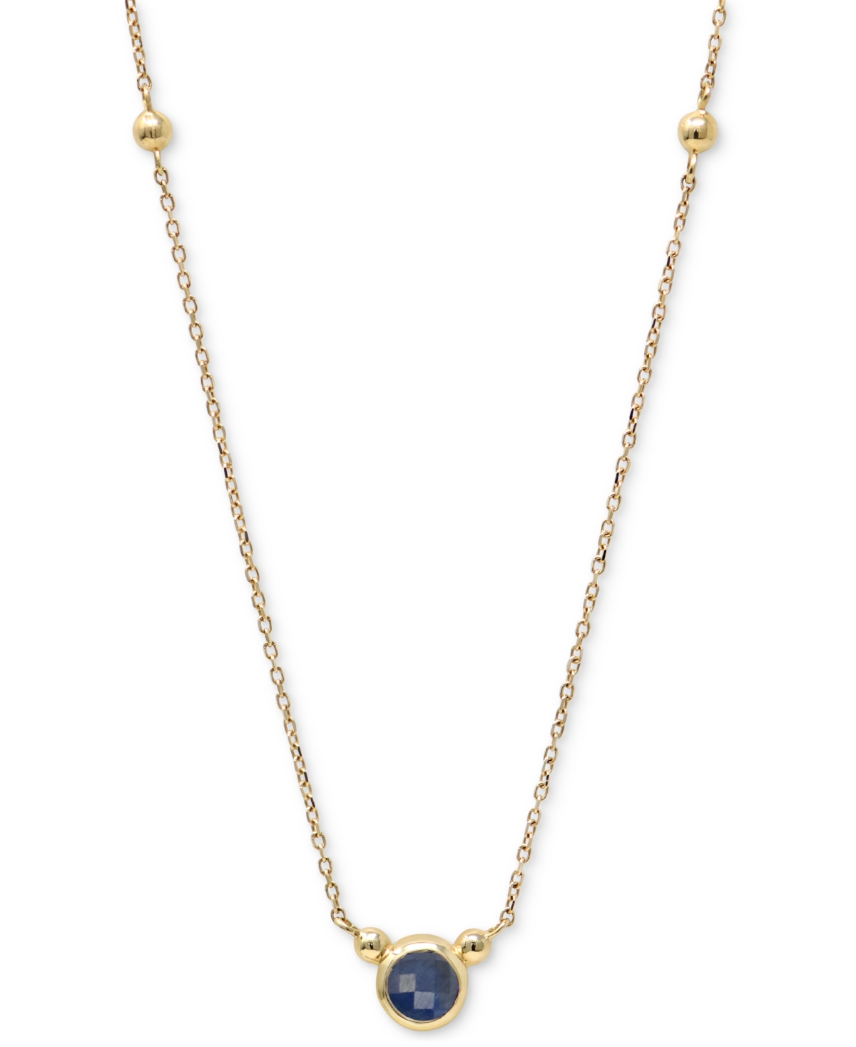 Anzie Sapphire Bezel Solitaire Pendant Necklace In 14k Gold, 14" + 2" Extender (also In Moonstone)