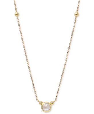 Anzie - Sapphire Bezel Solitaire Pendant Necklace in 14k Gold, 14" + 2" extender (Also in Moonstone)
