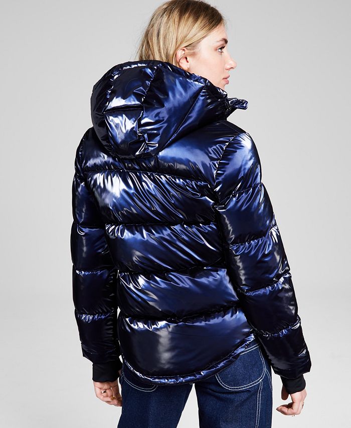 BCBGeneration Women s Hooded Thumbhole Cuff Puffer Coat Macy s
