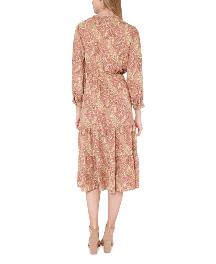 Black Tape Women's Paisley-Print Wrap-Front Ruffled Midi Dress - Macy's