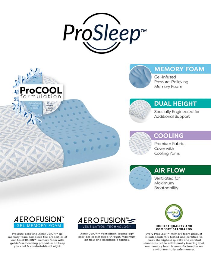 ProSleep Cool Comfort Memory Foam Contour Bed Pillow, Oversized ...