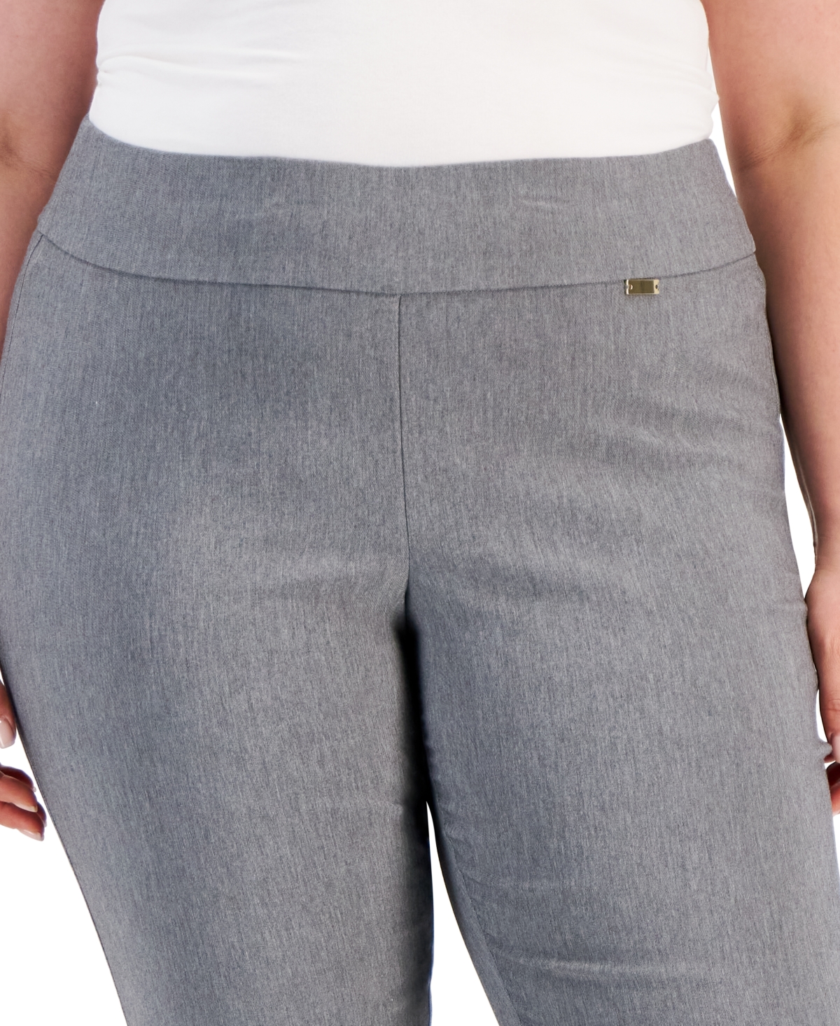 Inc International Concepts Plus Size Bengaline Skinny Pants, Created For Macy's In Mid Heather Grey