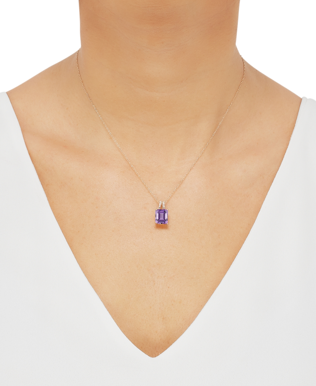 Macy's Citrine (3 Ct. T.w.) & Diamond Accent 18" Pendant Necklace In 14k Gold (also Available In Garnet And In Amethyst