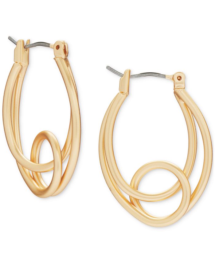 Lucky Brand Gold-Tone Knotted Loop Oval Hoop Earrings - Macy's