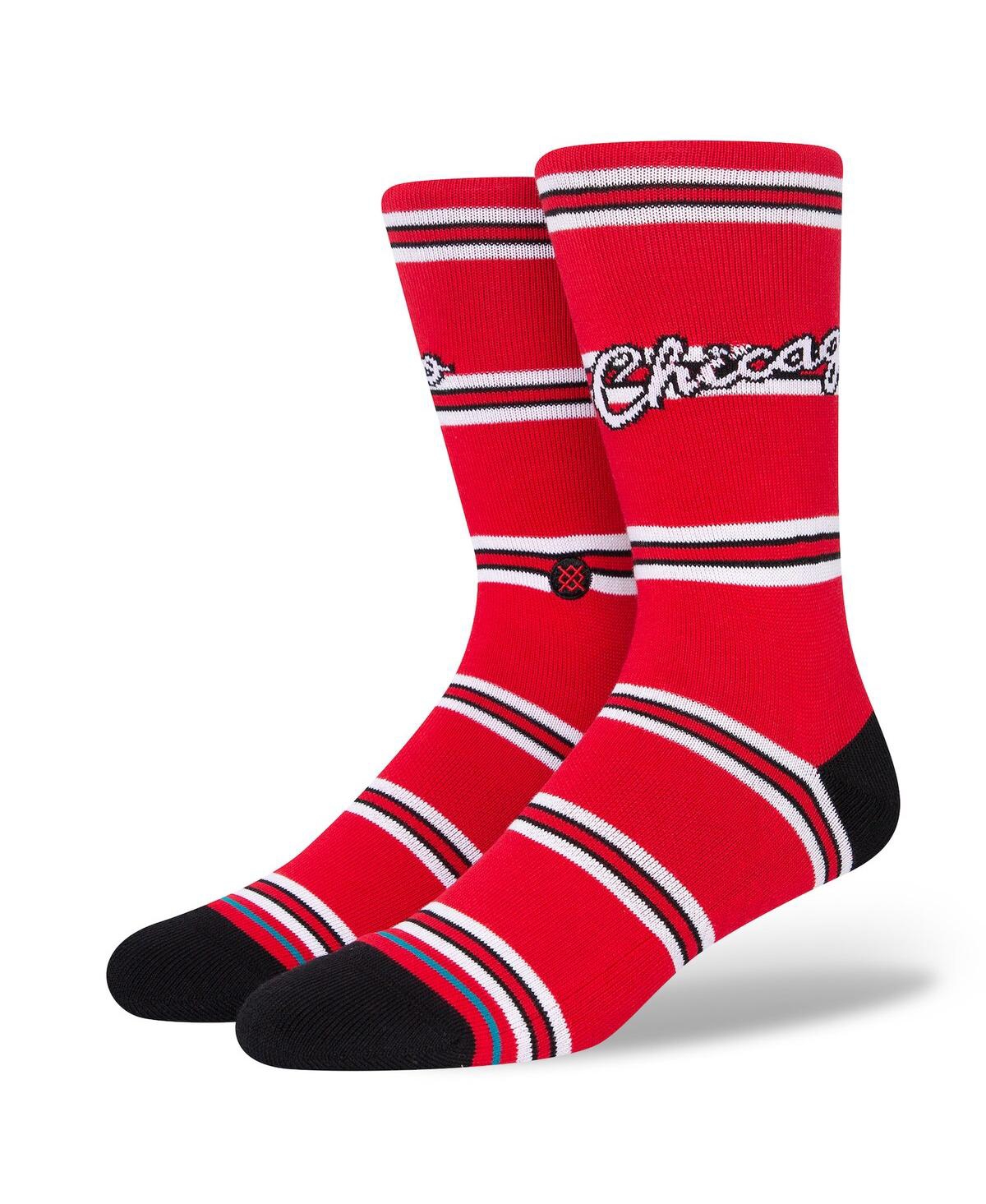 Stance Men's  Chicago Bulls Hardwood Classics Stripes Crew Socks In Red
