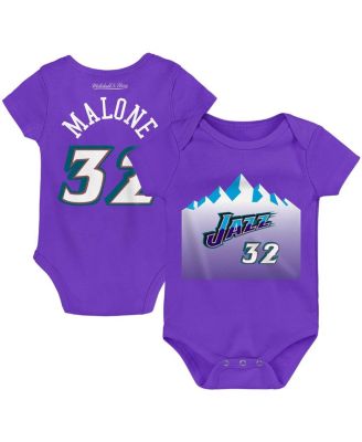 Infant Boys and Girls Karl Malone Purple Utah Jazz Hardwood Classics Name and Number Bodysuit