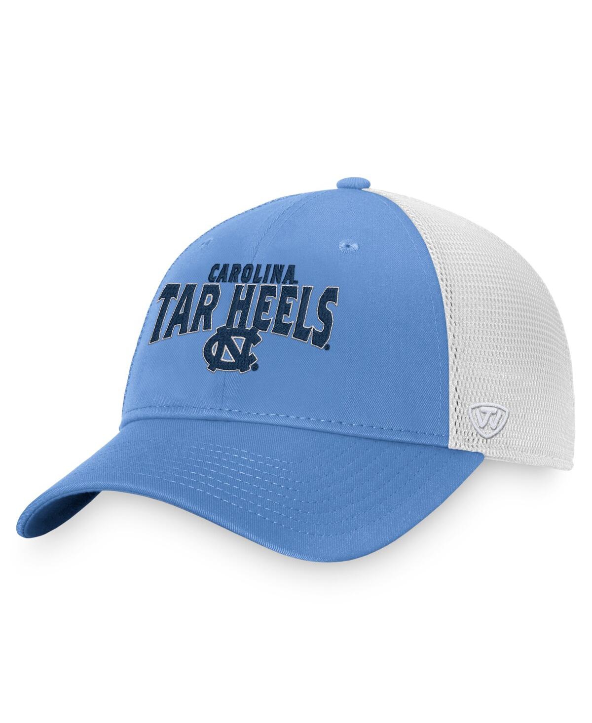 Shop Top Of The World Men's  Carolina Blue, White North Carolina Tar Heels Breakout Trucker Snapback Hat In Carolina Blue,white