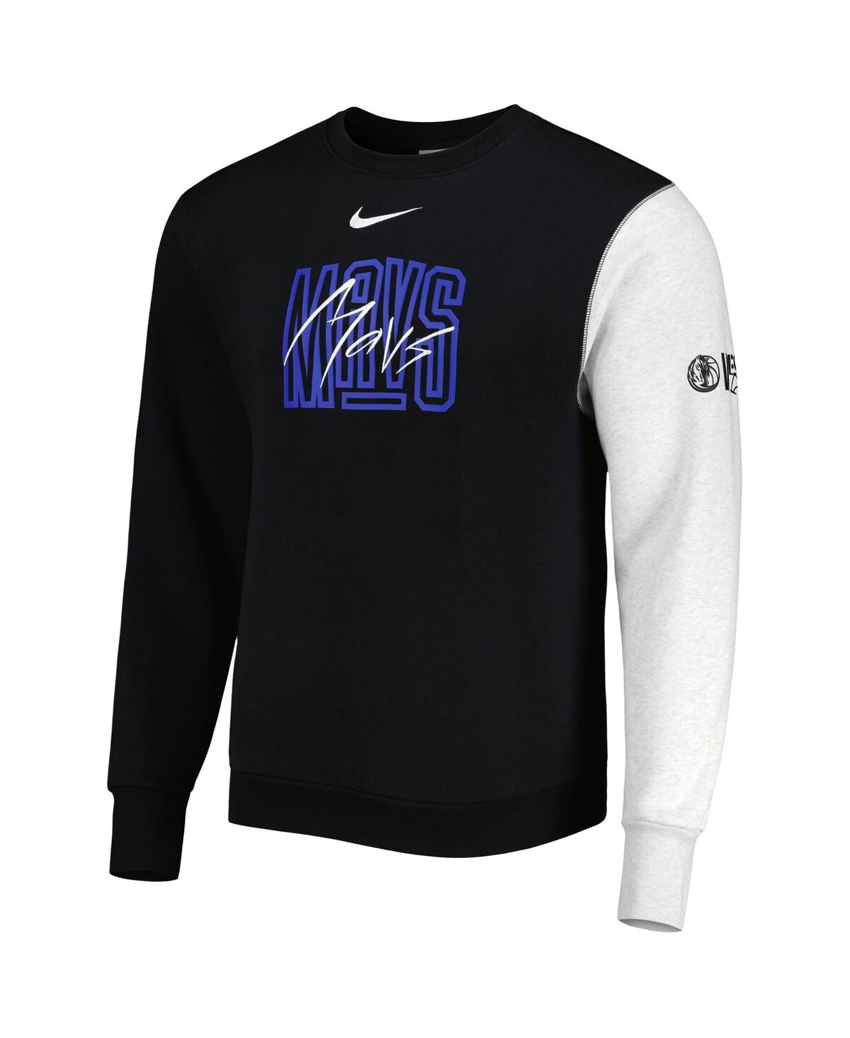 Shop Nike Men's  Black, Heather Gray Dallas Mavericks Courtside Versus Force & Flight Pullover Sweatshirt In Black,heather Gray