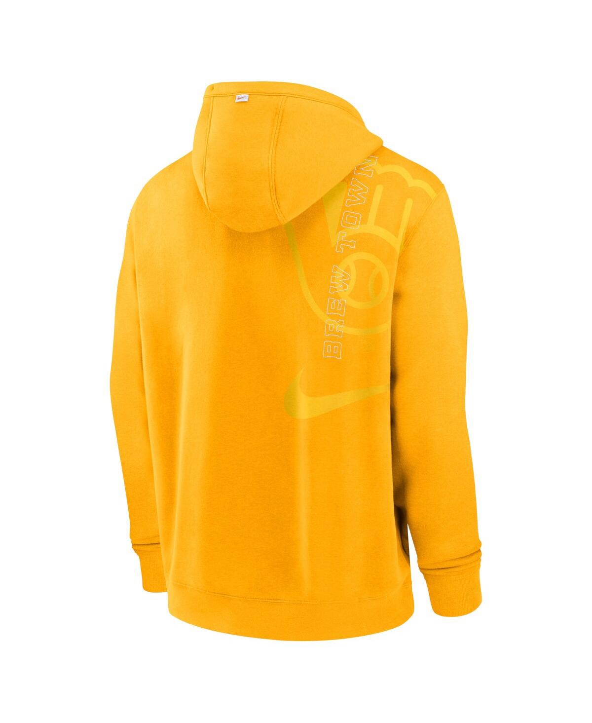 Shop Nike Men's  Gold Milwaukee Brewers Statement Ball Game Pullover Hoodie