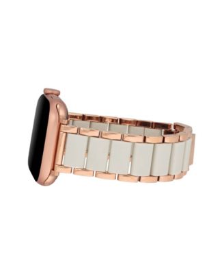 Women's Rose Gold-Tone and Cream Silicone Bracelet designed for Apple Watch&reg; 42mm (Series 1-3 only) & 44/45/46/49mm (Ultra & Ultra 2)