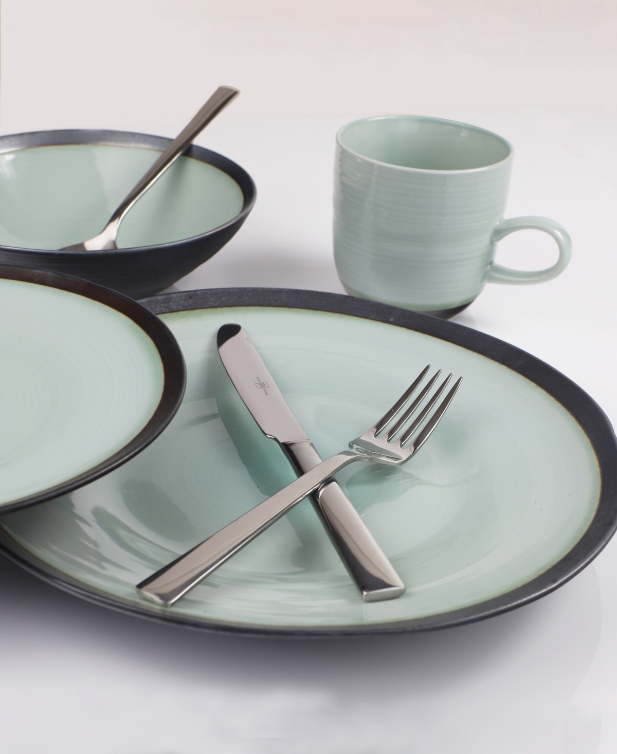 Euro Ceramica Diana 16pc Dinnerware Set In Grey,turquoise