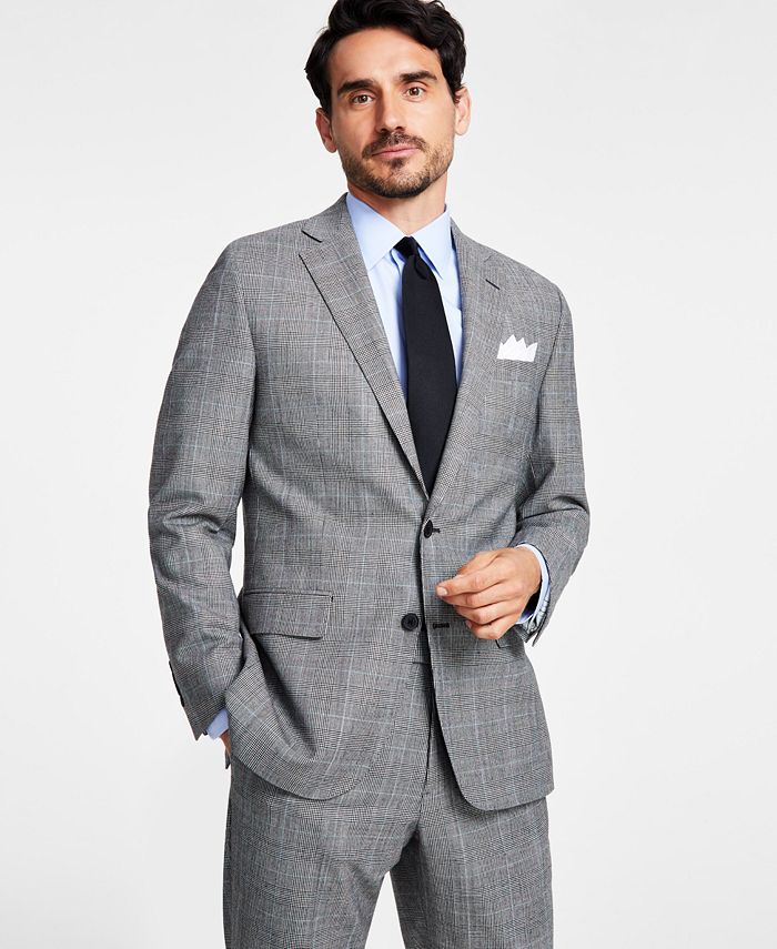 Brooks Brothers Men's Classic-Fit Plaid Wool-Blend Stretch Suit