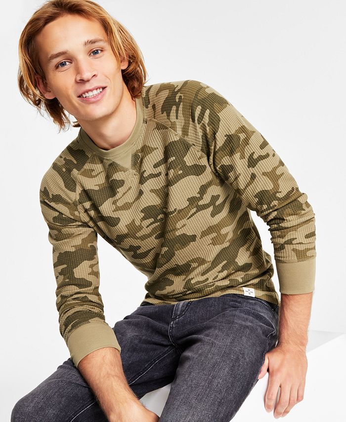 Sun + Stone Men's Camo Long Sleeve Thermal Shirt, Created for Macy's Macy's