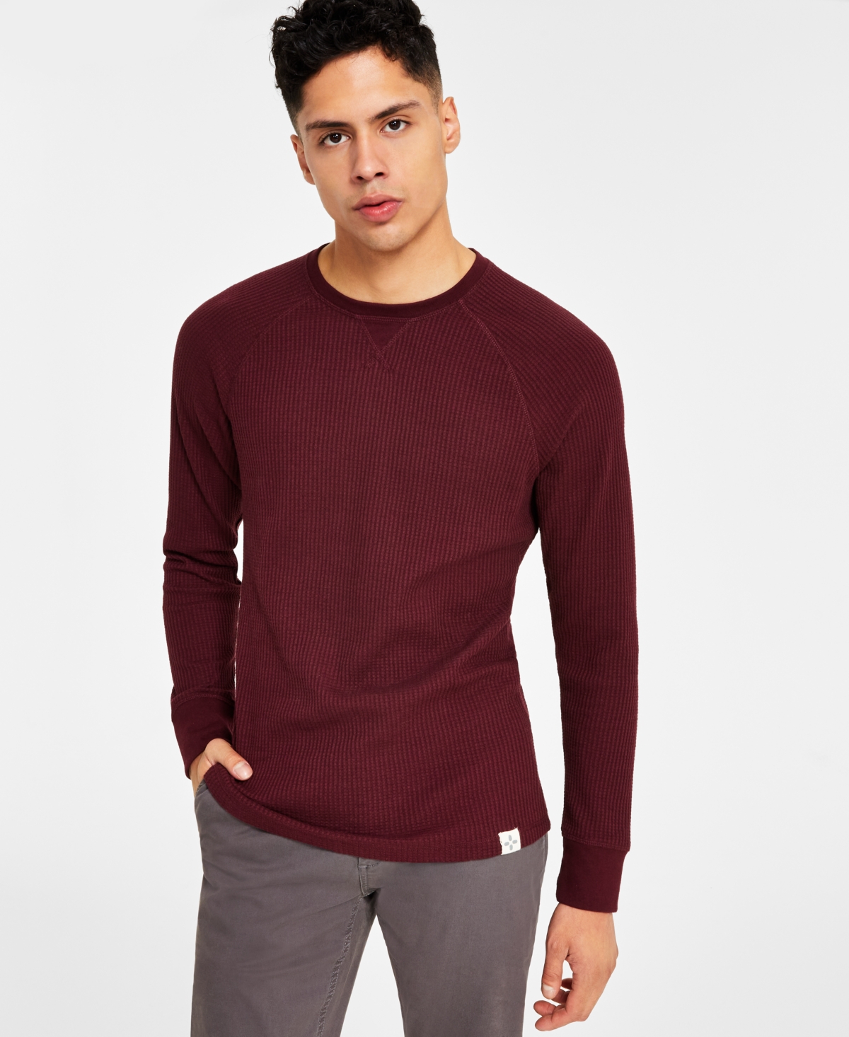 Sun + Stone Men's Long-sleeve Thermal Shirt, Created For Macy's In Dark Scarlet