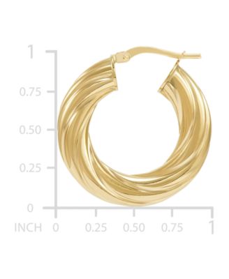 Twist Hoop Earrings in 14k Gold, 1 inch