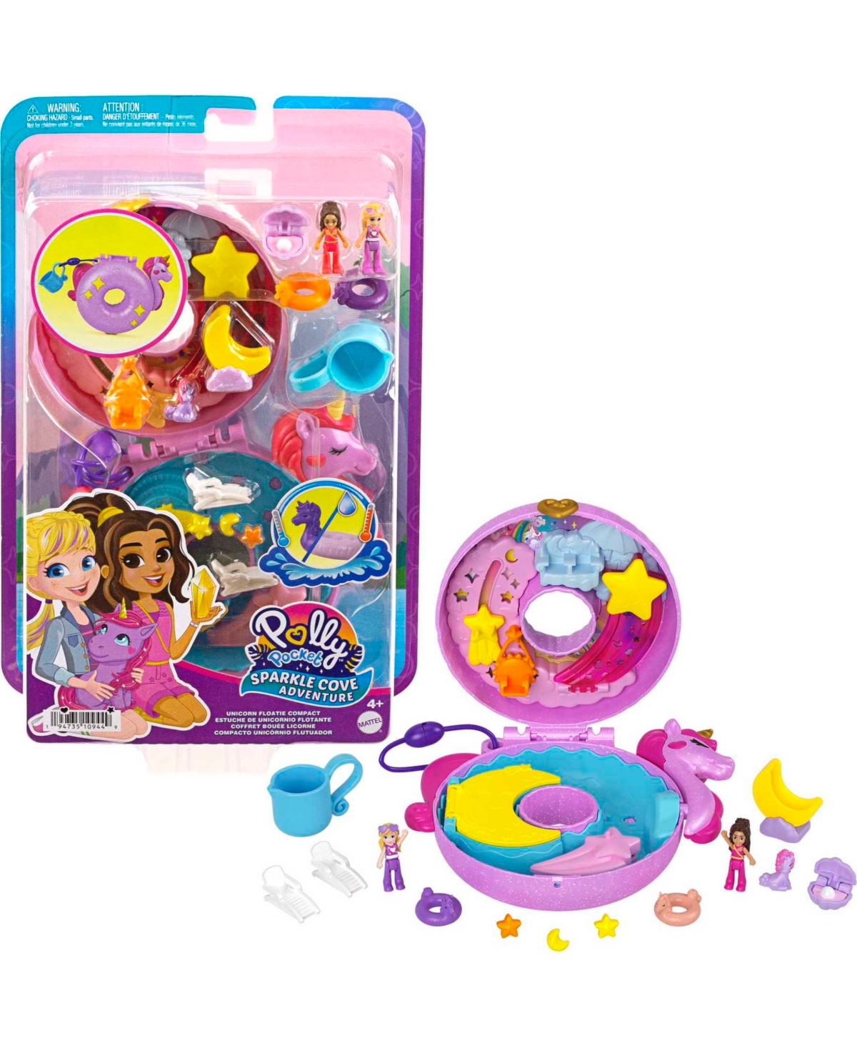 Polly Pocket Kids' Sparkle Cove Adventure Unicorn Floatie Compact In Multi-color