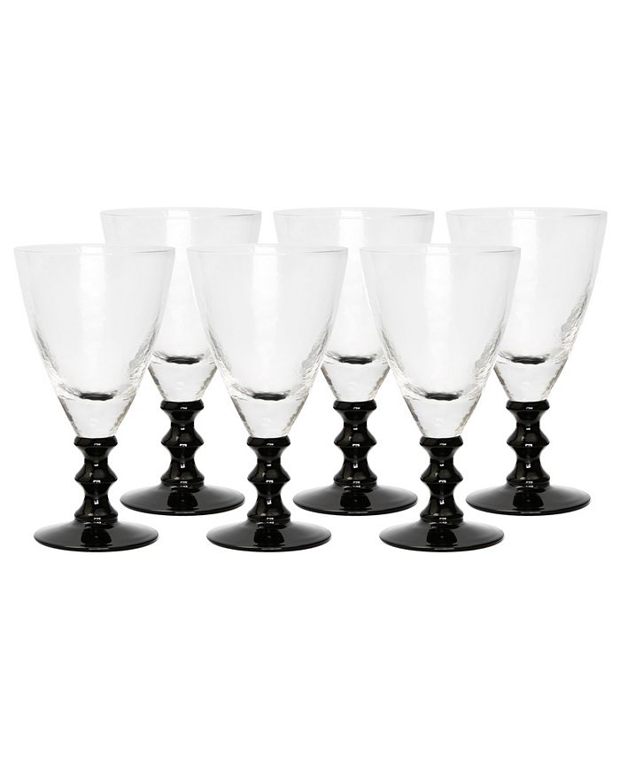Classic Touch Black Stemmed Wine Glasses, Set of 6 Macy's