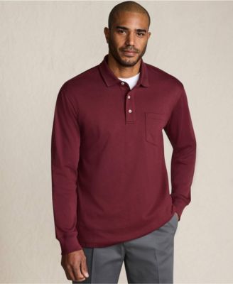 Men's Long Sleeve Cotton Supima Polo Shirt with Pocket