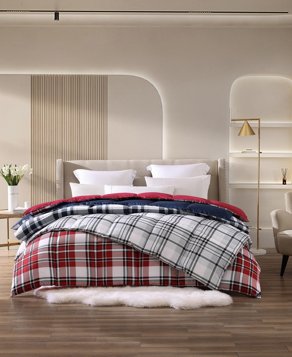 Royal Luxe Reversible Down Alternative Comforter, Full/queen, Exclusively At Macy's In Burgundy